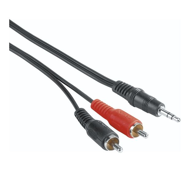 Hama 205107 Audio-Kabel Stecker 3,5 mm Klinke auf 2x Cinch 5 m  (Schwarz/Rot) f&uuml;r 8,99 Euro