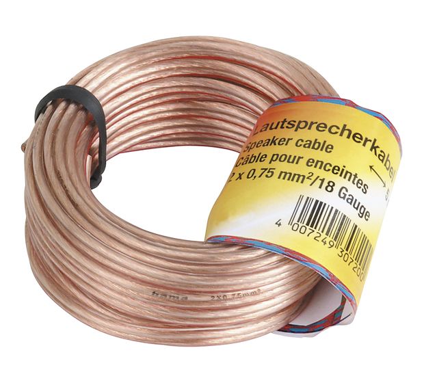 Hama 205141 Lautsprecherkabel 2x 0,75 mm² 10 m  (Kupfer/Transparent) f&uuml;r 10,99 Euro