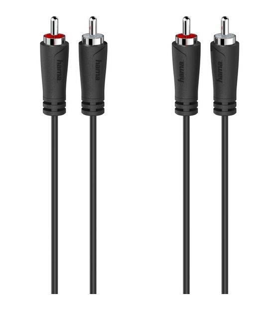 Hama 205257 Audio-Kabel Stecker 2x Cinch auf 2x Cinch 1,5 m  (Schwarz) f&uuml;r 11,99 Euro