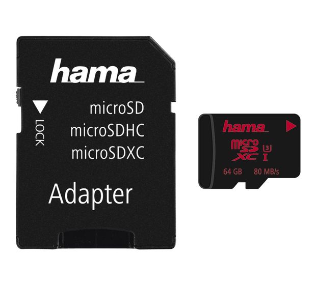 Hama 213115 MicroSDXC Speicherkarte 64 GB Class 3 (U3) Klasse 3 f&uuml;r 26,99 Euro