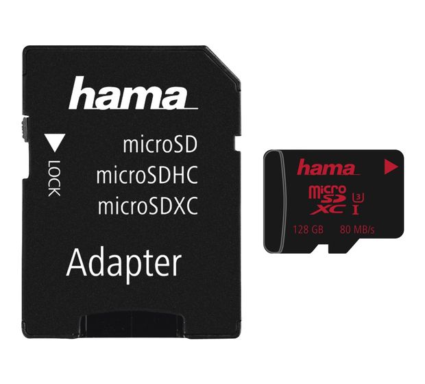 Hama 213116 MicroSDXC Speicherkarte 128 GB Class 3 (U3) Klasse 3 f&uuml;r 44,49 Euro