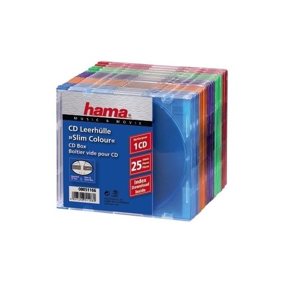Hama CD Slim Box Pack of 25, Coloured f&uuml;r 18,99 Euro