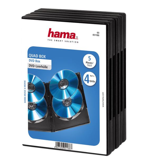 Hama DVD Quad Box, Black, Package of 5 pieces f&uuml;r 9,49 Euro