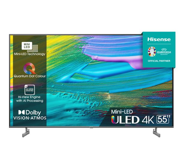 Hisense 55U6KQ QLED 139,7 cm (55 Zoll) Fernseher 4K Ultra HD VESA 400 x 200 mm  (Schwarz, Grau) f&uuml;r 739,00 Euro