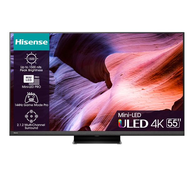 Hisense 55U8KQ LED 139,7 cm (55 Zoll) Fernseher 4K Ultra HD VESA 600 x 400 mm  (Schwarz, Grau) f&uuml;r 1.399,00 Euro