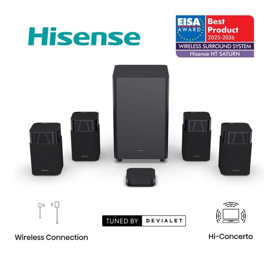 Hisense HT Saturn Soundbar 720 W 4.1.2 Kanäle  (Schwarz) f&uuml;r 653,00 Euro
