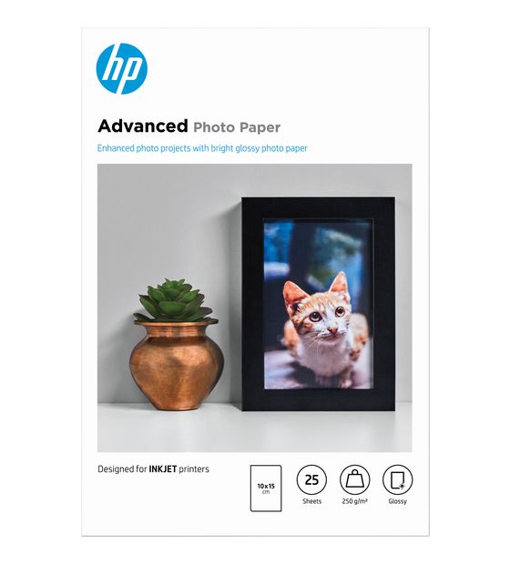 HP Advanced Fotopapier glänzend, 250 g/m2, 10 x 15 cm (101 x 152 mm), 25 Blatt f&uuml;r 8,49 Euro