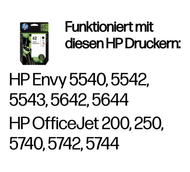HP Nr.62 Druckerpatronen Schwarz, Cyan, Magenta, Gelb 200 Seiten f&uuml;r 57,49 Euro