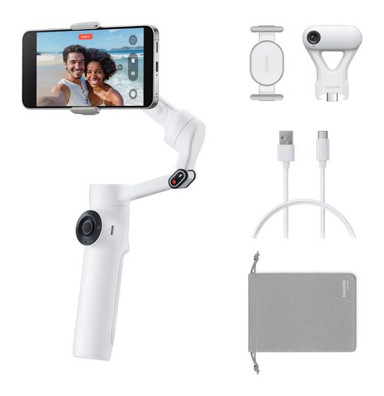 Insta360 Flow 2 AI Tracker Bundle Stativ Gimbal für Smartphone faltbar Bluetooth  (Weiß) f&uuml;r 149,99 Euro