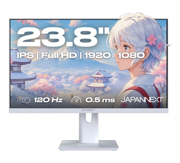 JAPANNEXT JN-I238FHD120F-HSP-W Full HD Monitor 60,5 cm (23.8 Zoll) 16:9 0,5 ms 300 cd/m²  (Weiß) f&uuml;r 149,99 Euro
