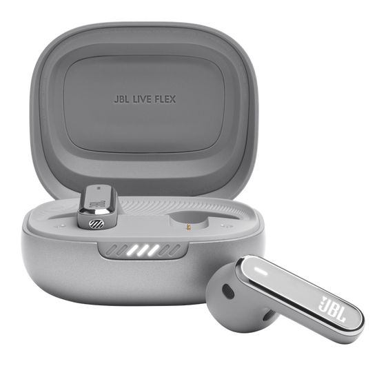 JBL Live Flex In-Ear Bluetooth Kopfhörer Kabellos TWS 40 h Laufzeit IP54  (Silber) f&uuml;r 114,99 Euro