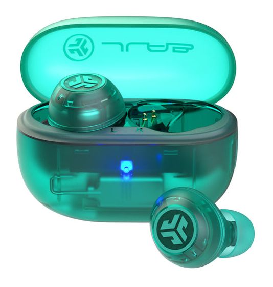 JLab Go Pop ANC In-Ear Bluetooth Kopfhörer Kabellos TWS 7 h Laufzeit IP55 (Türkis, Transparent) f&uuml;r 39,99 Euro