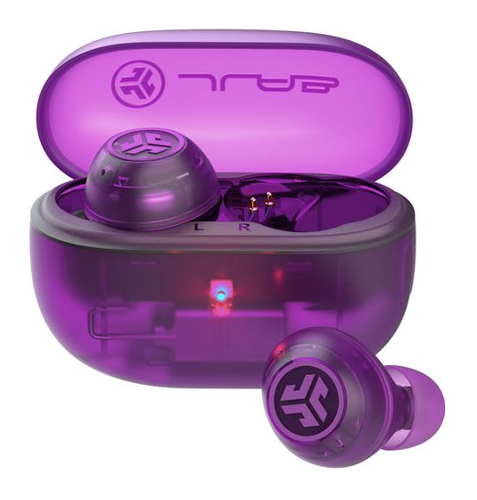 JLab Go Pop ANC In-Ear Bluetooth Kopfhörer Kabellos TWS 7 h Laufzeit IP55 (Violett, Transparent) f&uuml;r 39,99 Euro