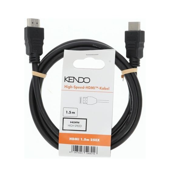 Kendo 104074 10,2 Gbit/s Stecker Gerade HDMI auf HDMI Typ A (Standard) 1,5 m  (Schwarz) f&uuml;r 4,99 Euro