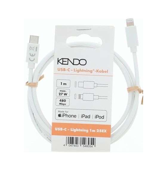 Kendo 104078 Stecker Lightning auf USB C 1 m  (Weiß) f&uuml;r 9,99 Euro