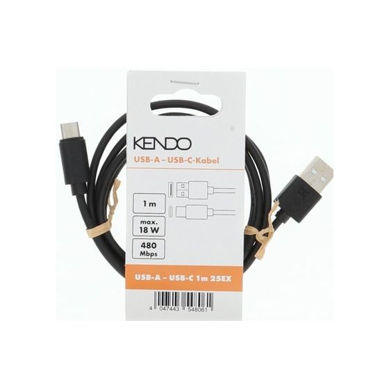 Kendo 104079 0,48 Gbit/s Stecker Rundkabel USB A auf USB C bis 18 W 1 m  (Schwarz) f&uuml;r 8,99 Euro