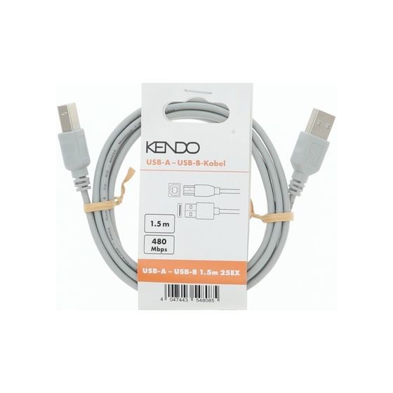Kendo 104081 0,48 Gbit/s Rundkabel USB A auf USB B Männlich 1,5 m  (Grau) f&uuml;r 3,99 Euro