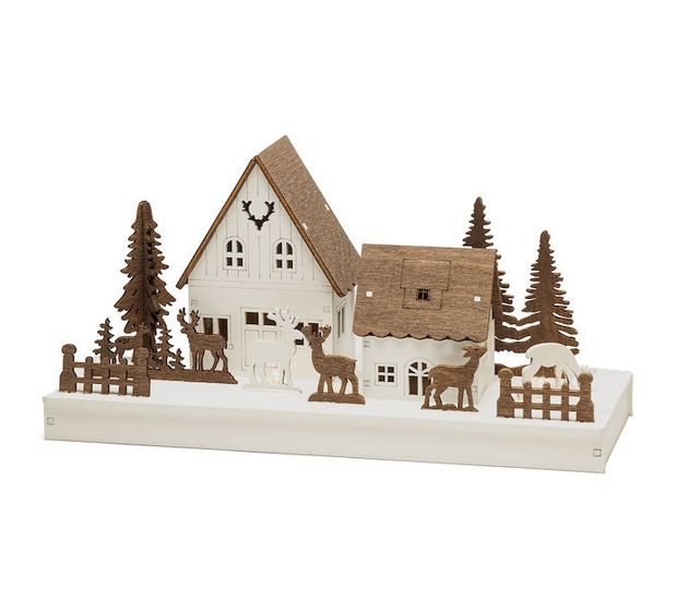Konstsmide 3282-210 Holzsilhouette Waldhäuser mit Rentieren LED 2600 K Batterie f&uuml;r 12,50 Euro
