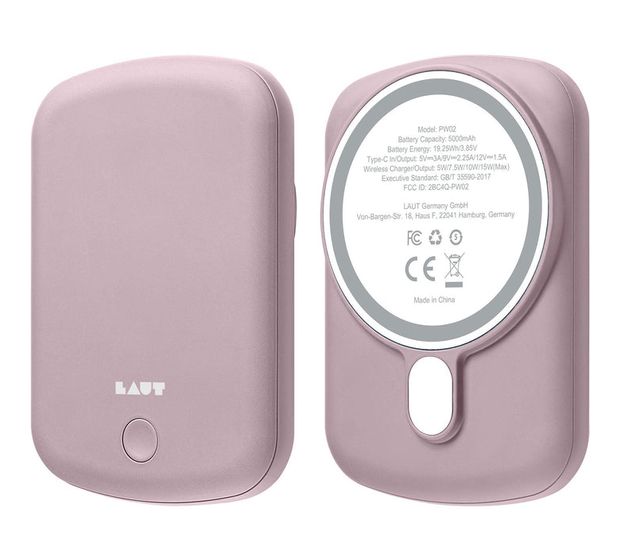 LAUT Power Charge MagSafe 5000 mAh Powerbank USB Typ-C Kabelloses Laden  (Pink) f&uuml;r 44,99 Euro