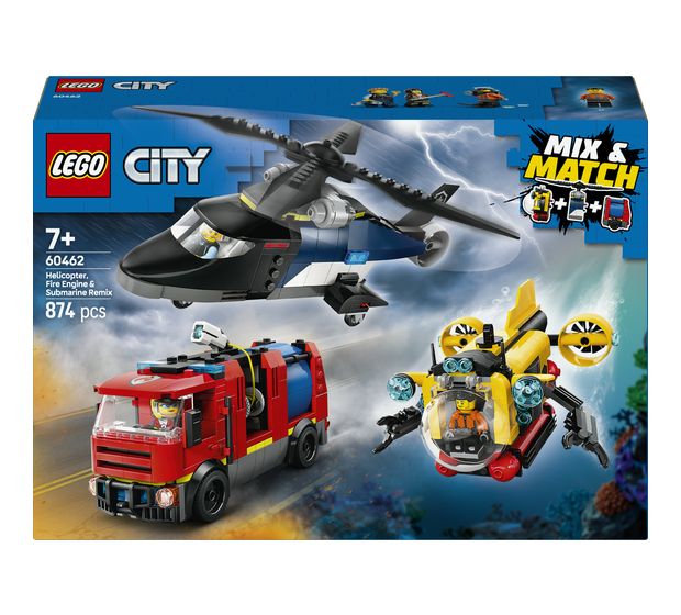 LEGO Kombinationsset mit Hubschrauber, Löschauto und U-Boot f&uuml;r 50,49 Euro