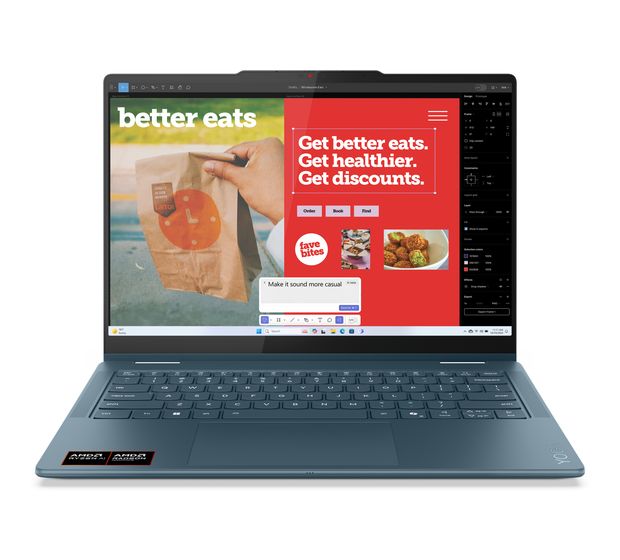 Lenovo Yoga 7 2-in-1 14AKP10 WUXGA Notebook 35,6 cm (14 Zoll) Touchscreen 16 GB RAM 512 GB SSD Windows 11 Home AMD Ryzen 5  (Türkis) f&uuml;r 959,00 Euro