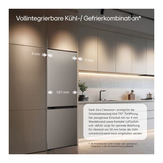 LG GBBSJ1CCPY 220 l / 113 l Kühl-Gefrierkombi freistehend NoFrost 169 kWh Jahr  (Silber) f&uuml;r 539,00 Euro