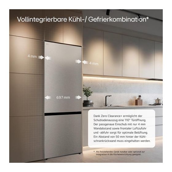 LG GBBW322CPY 326 l / 139 l Kühl-Gefrierkombi freistehend NoFrost 191 kWh Jahr  (Silber) f&uuml;r 816,00 Euro