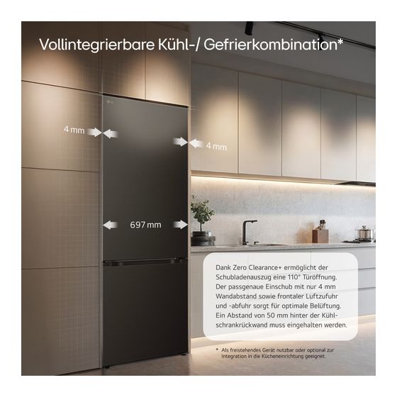 LG GBBW726AEV 326 l / 139 l Kühl-Gefrierkombi freistehend NoFrost 123 kWh Jahr  (Schwarz) f&uuml;r 1.265,00 Euro