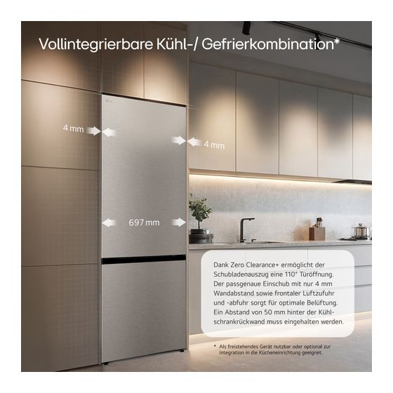 LG GBBW726CPY 326 l / 139 l Kühl-Gefrierkombi freistehend NoFrost 191 kWh Jahr  (Silber) f&uuml;r 910,00 Euro