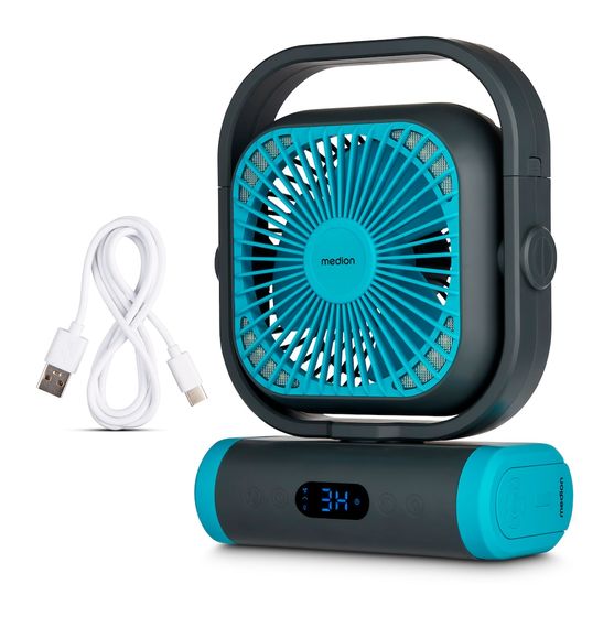 Medion E10TF MD12065 Ventilator Zimmerdecke, Flur, Tisch 48 dB  (Schwarz, Blau) f&uuml;r 39,49 Euro