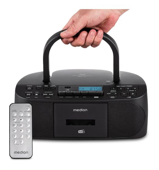 Medion Life DRX-1 Plus Boombox Bluetooth DAB+, FM, PLL Radio Persönlich  (Schwarz) f&uuml;r 78,99 Euro