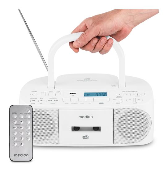Medion Life DRX-1 Plus Boombox Bluetooth DAB+, FM, PLL Radio Persönlich  (Weiß) f&uuml;r 78,49 Euro