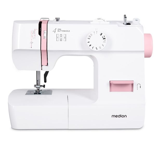 Medion LIFE Nähmaschine SM70 (MD 11179) 12 verschiedene Stickmuster, 4 Schritte Knoploch, einstellbare Stichlänge, 70 Watt Motorleistung f&uuml;r 89,49 Euro
