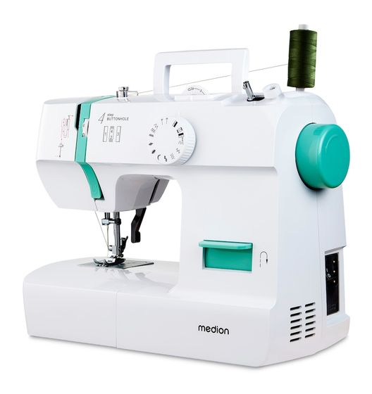 Medion LIFE Nähmaschine SM70 (MD 11179) 12 verschiedene Stickmuster, 4-Stufen-Knopfloch, einstellbare Stichlänge, 70-Watt-Motorleistung f&uuml;r 89,49 Euro