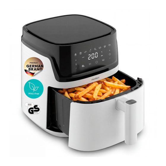 Medion Life P15 XL Heißluftfritteuse 7,2 l 1650 W  (Weiß, Schwarz) f&uuml;r 69,49 Euro