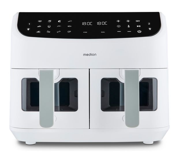Medion Life P20 XXL Doppel Heißluftfritteuse 8,7 l 2600 W  (Weiß, Schwarz) f&uuml;r 89,49 Euro