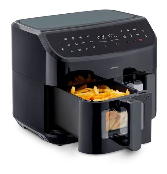 Medion Life P20 XXL MD11760 Doppel Heißluftfritteuse 8,7 l 2600 W  (Schwarz) f&uuml;r 89,49 Euro