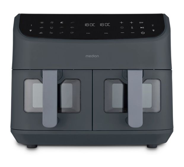 Medion Life P20 XXL Twin Doppel Heißluftfritteuse 8,7 l 2600 W  (Schwarz) f&uuml;r 89,49 Euro