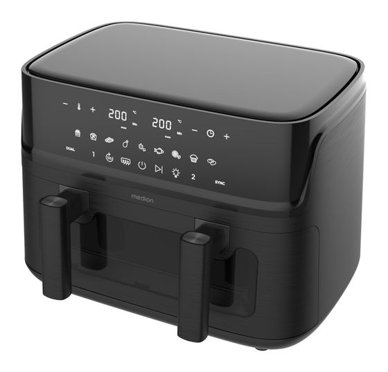 Medion Life P25 XXL Flex M Doppel Heißluftfritteuse 10,8 l 3040 W  (Schwarz) f&uuml;r 118,99 Euro