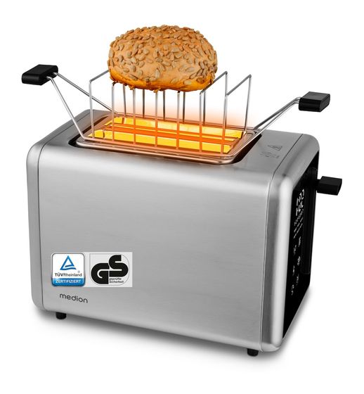Medion MD12102 Toaster 850 W 2 Scheibe(n) 7 Stufen  (Silber, Schwarz) f&uuml;r 44,49 Euro