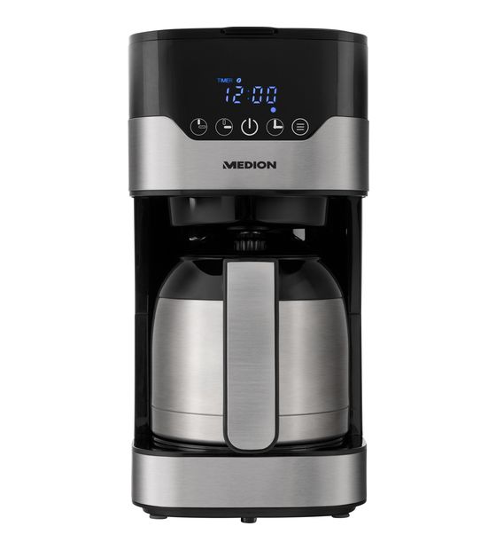 Medion MD18458 10 Tassen Thermo Filterkaffeemaschine 1,2 l  (Schwarz, Edelstahl) f&uuml;r 48,49 Euro