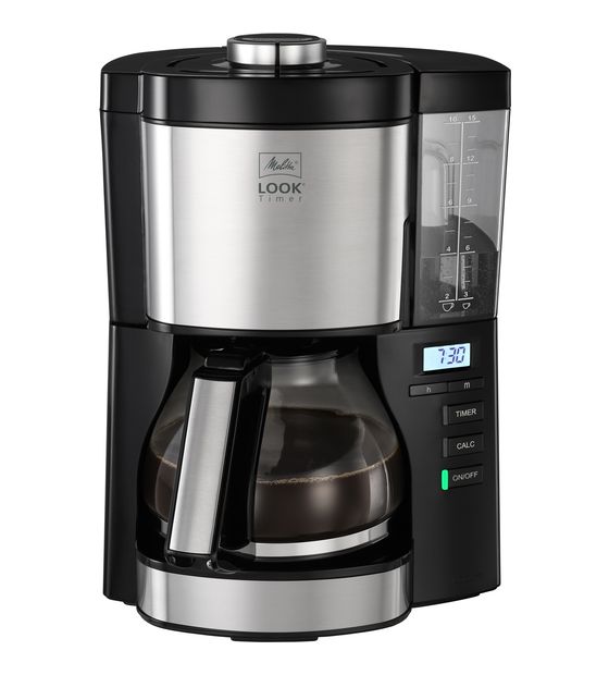 Melitta 1025-08 Look V Timer 15 Tassen Filterkaffeemaschine  (Schwarz, Silber) f&uuml;r 107,99 Euro