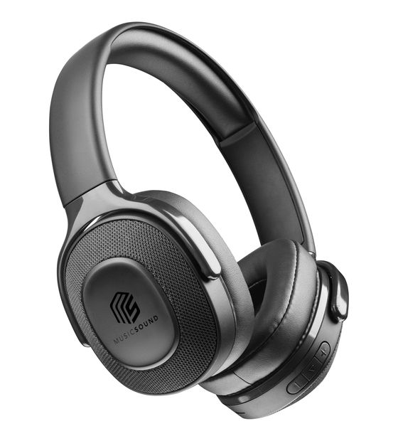 Music Sound Deep Ohraufliegender Bluetooth Kopfhörer kabellos 25 h Laufzeit  (Schwarz) f&uuml;r 34,49 Euro