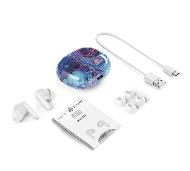 Music Sound Fancy In-Ear Bluetooth Kopfhörer Kabellos TWS 5 h Laufzeit  (Hellblau) f&uuml;r 24,99 Euro
