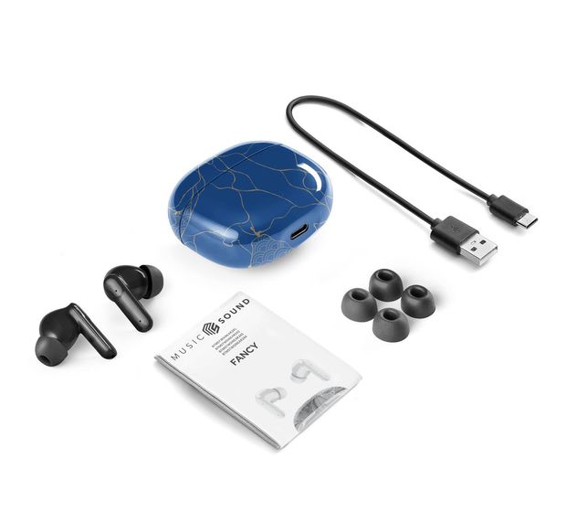Music Sound Fancy In-Ear Bluetooth Kopfhörer Kabellos TWS 5 h Laufzeit  (Blau) f&uuml;r 29,99 Euro