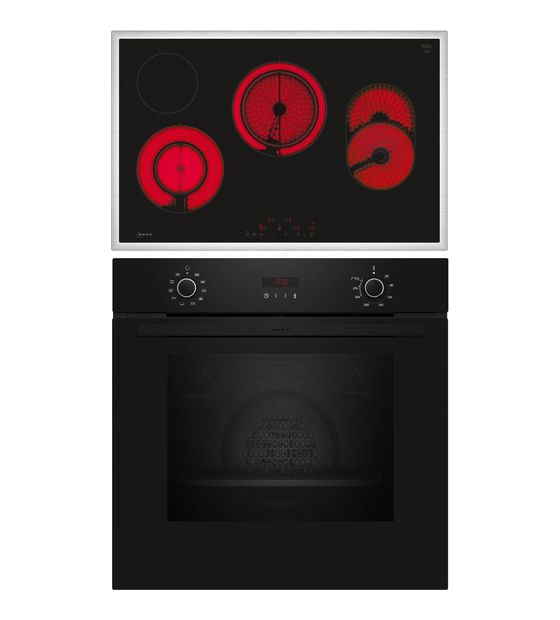 Neff BX48PB0 (B2CCG6AK3 + T18SDH9L0) Backofen-Set groß AutoClean mit autarkem 80 cm Glaskeramik Kochfeld f&uuml;r 842,00 Euro