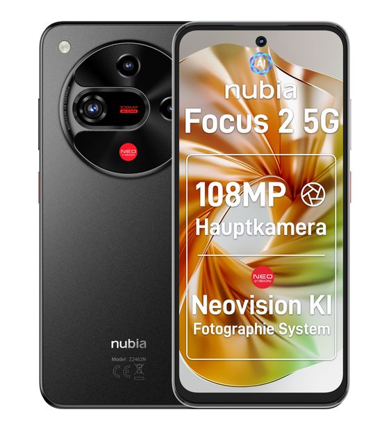 Nubia Focus 2 256 GB 5G Smartphone 17 cm (6.7 Zoll) 2,0 GHz Android 108 MP Dual Kamera Dual Sim WiFi 5  (Schwarz) f&uuml;r 169,00 Euro