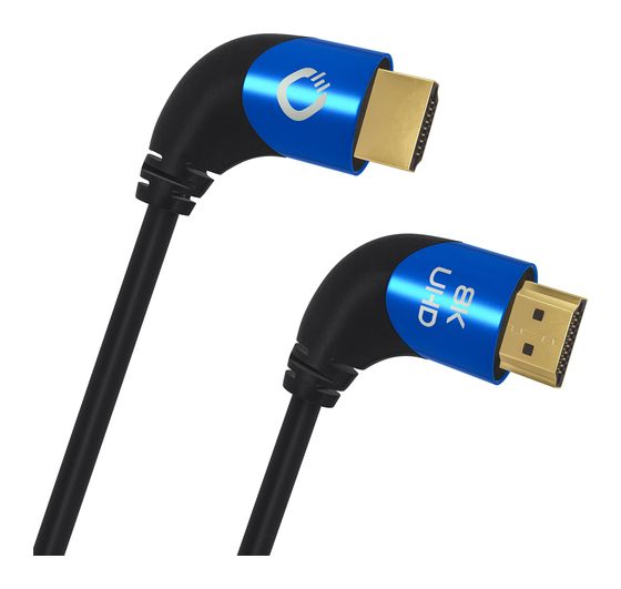 OEHLBACH Shape Magic 90 48 Gbit/s Stecker Abgewinkelt HDMI auf HDMI Typ A (Standard) 3 m  (Schwarz, Blau) f&uuml;r 49,99 Euro