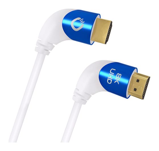OEHLBACH Shape Magic 90 48 Gbit/s Stecker Abgewinkelt HDMI auf HDMI Typ A (Standard) 3 m  (Blau, Weiß) f&uuml;r 31,99 Euro