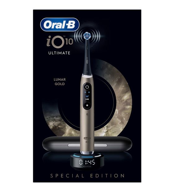 Oral-B iO Series 10 Ultimate Lunar Gold Special Edition Vibrierende Zahnbürste für Erwachsene  (Schwarz) f&uuml;r 299,00 Euro